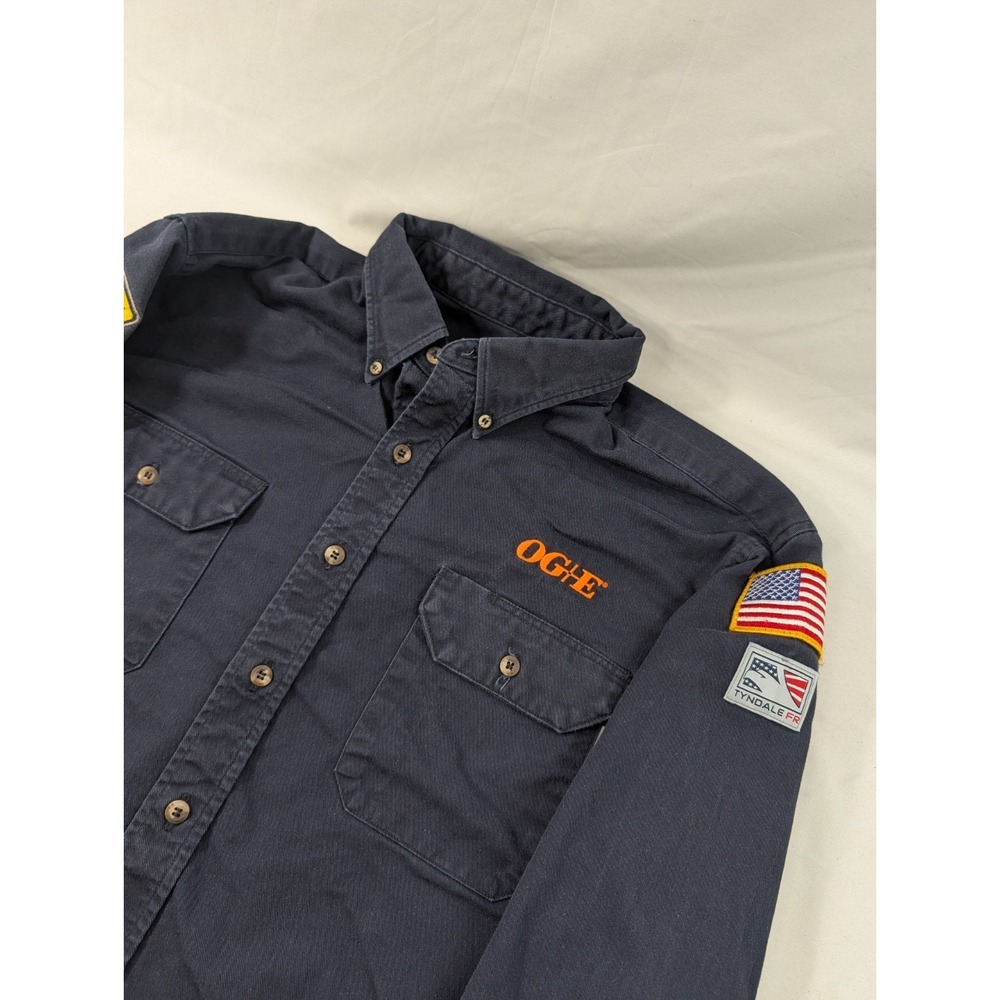 Tyndale Flame Resistant Mens Blue XL OG&E Double Pockets Workwear Made USA